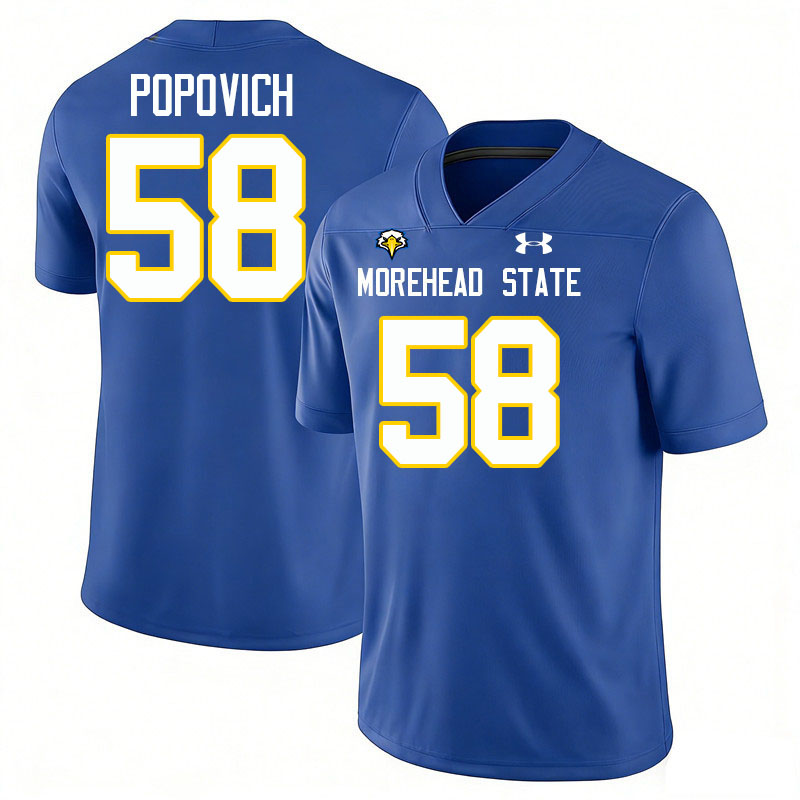 Morehead State Eagles #58 Luke Popovich College Football Jerseys,Uniforms-Blue